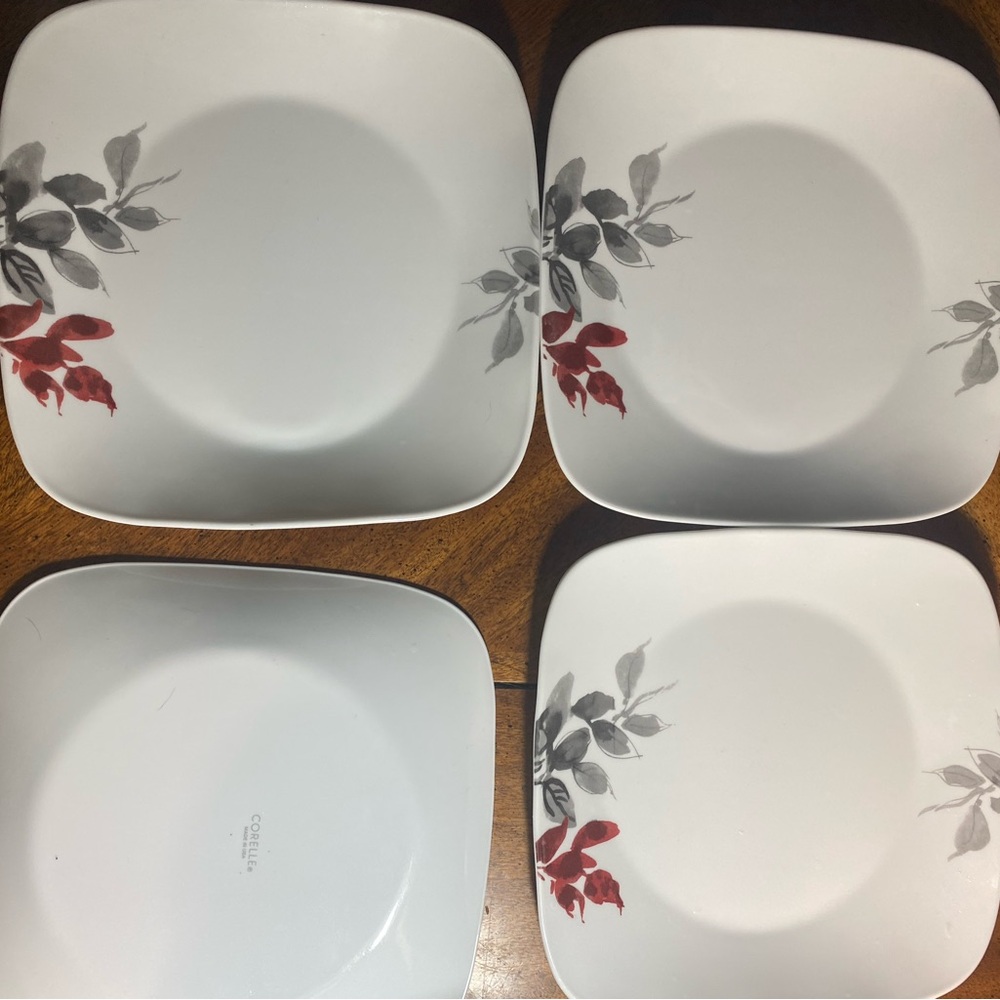 4 Corelle Kyoto 10.5” Sq Dinner Plates